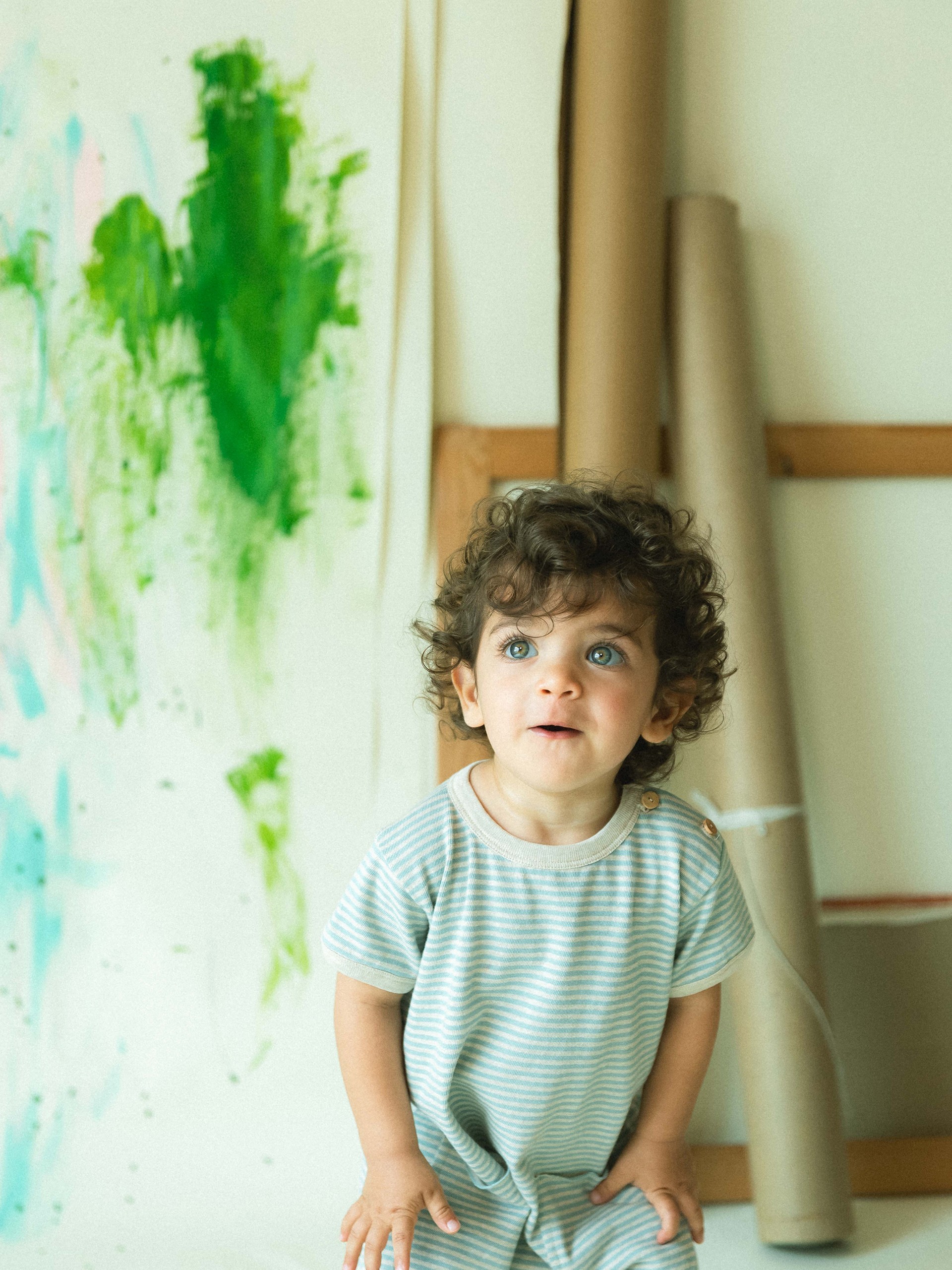 Macacão de riscas em algodão