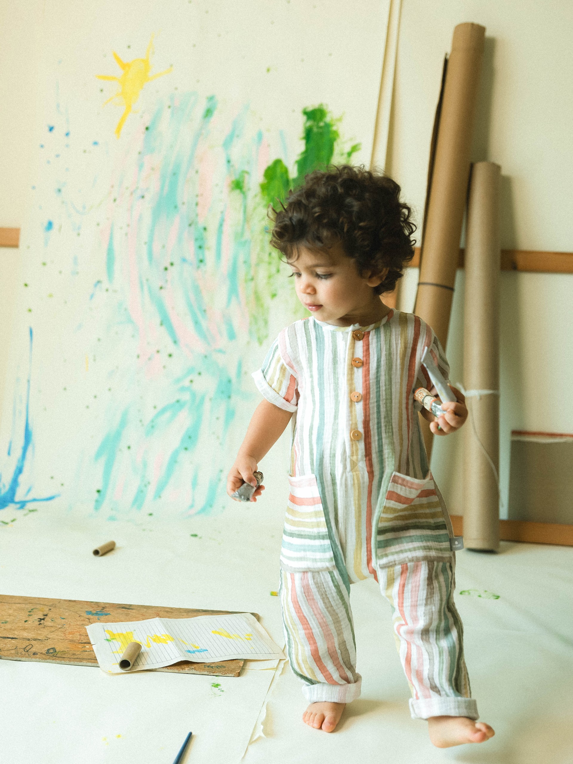 Multi-colour striped jumpsuit