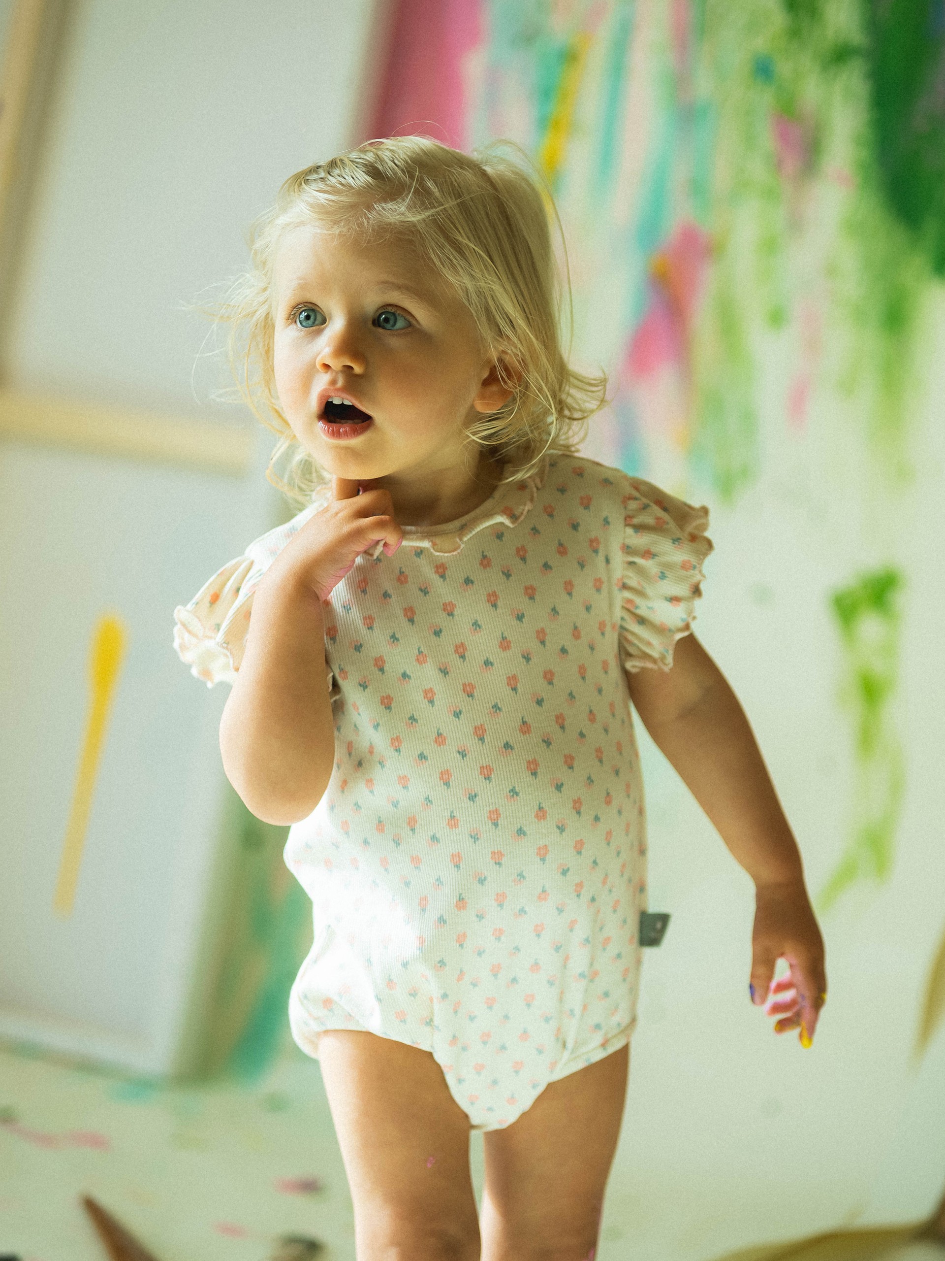 Ribbed jersey shortie floral print