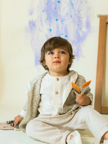 Pantalón pull-up de algodón a rayas Pantalón pull-up de algodón a rayas