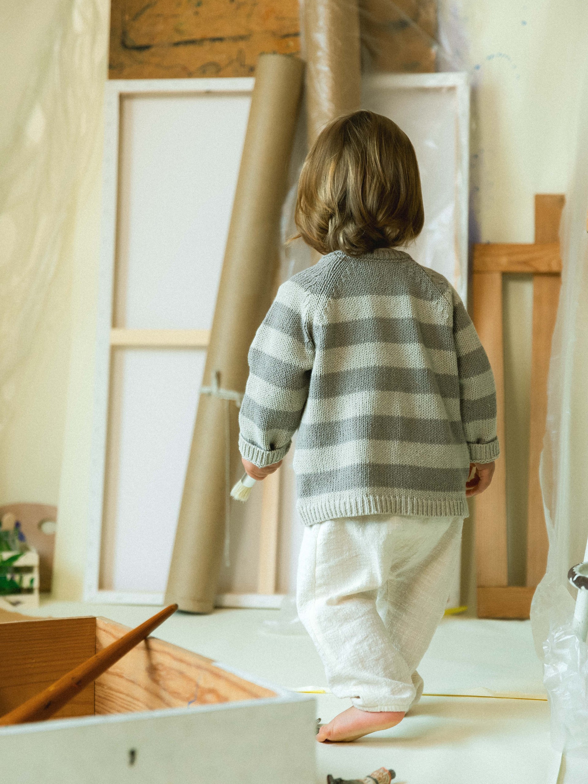 Camisola tricotada de riscas