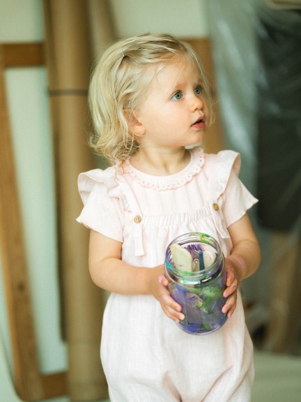 Ajour pattern T-shirt with ruffled collar English embroidery Ajour pattern T-shirt with ruffled collar English embroidery