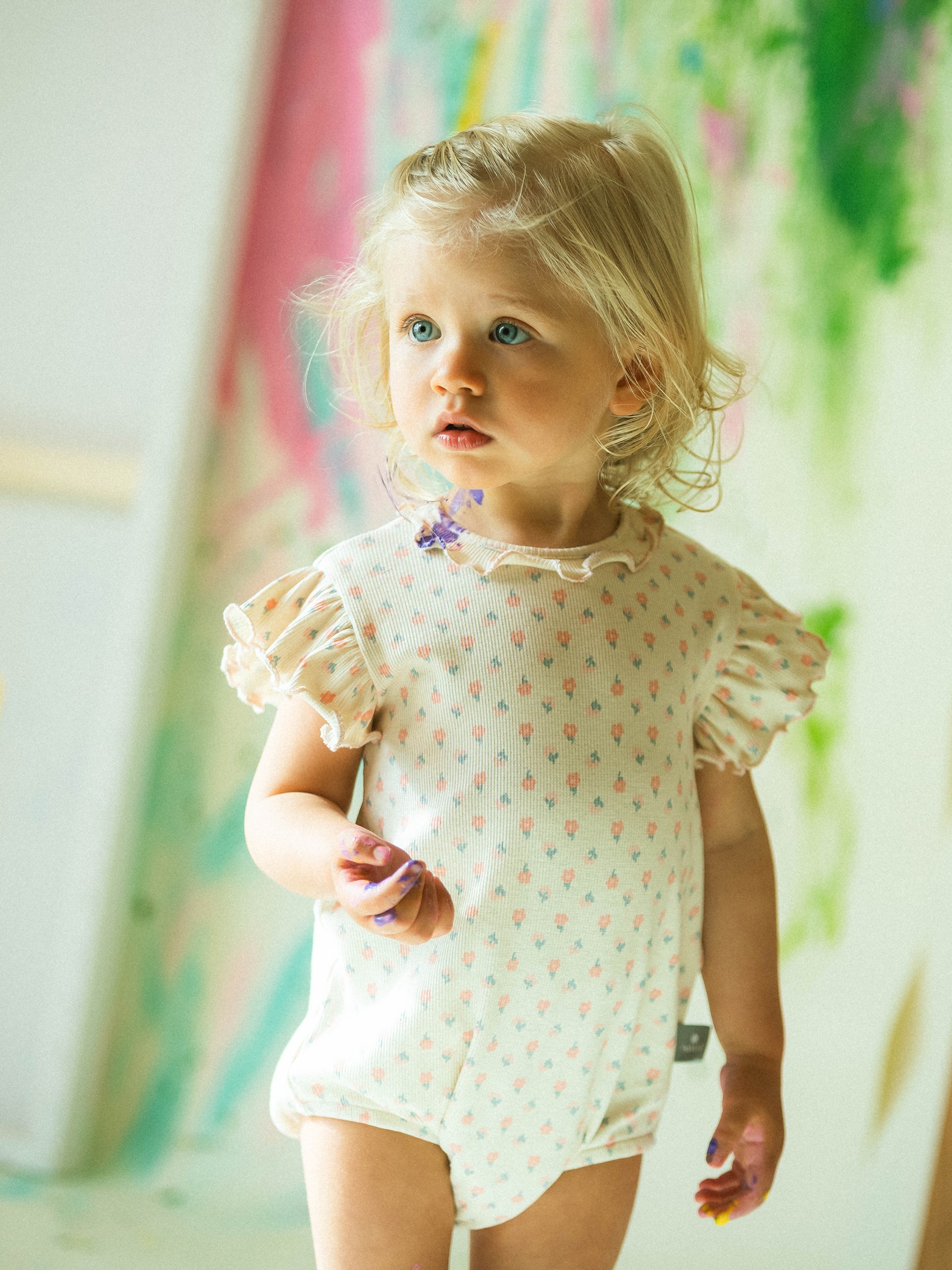 Ribbed jersey shortie floral print