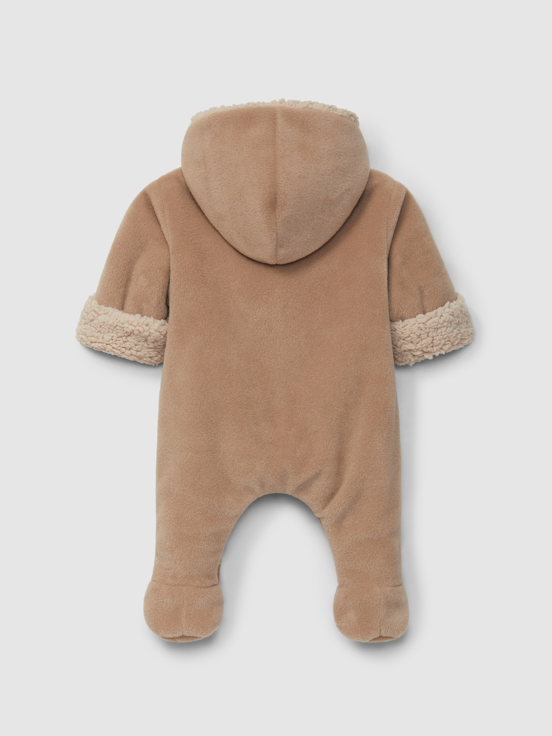 Fleece hooded pramsuit with pocket