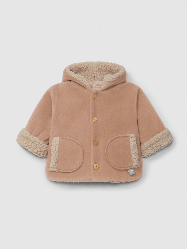 Fleece hooded jacket and interior fur Fleece hooded jacket and interior fur