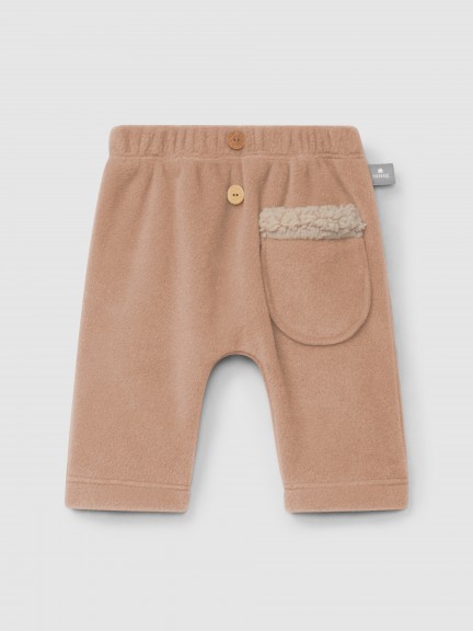 Fleece pull-up pants with pocket