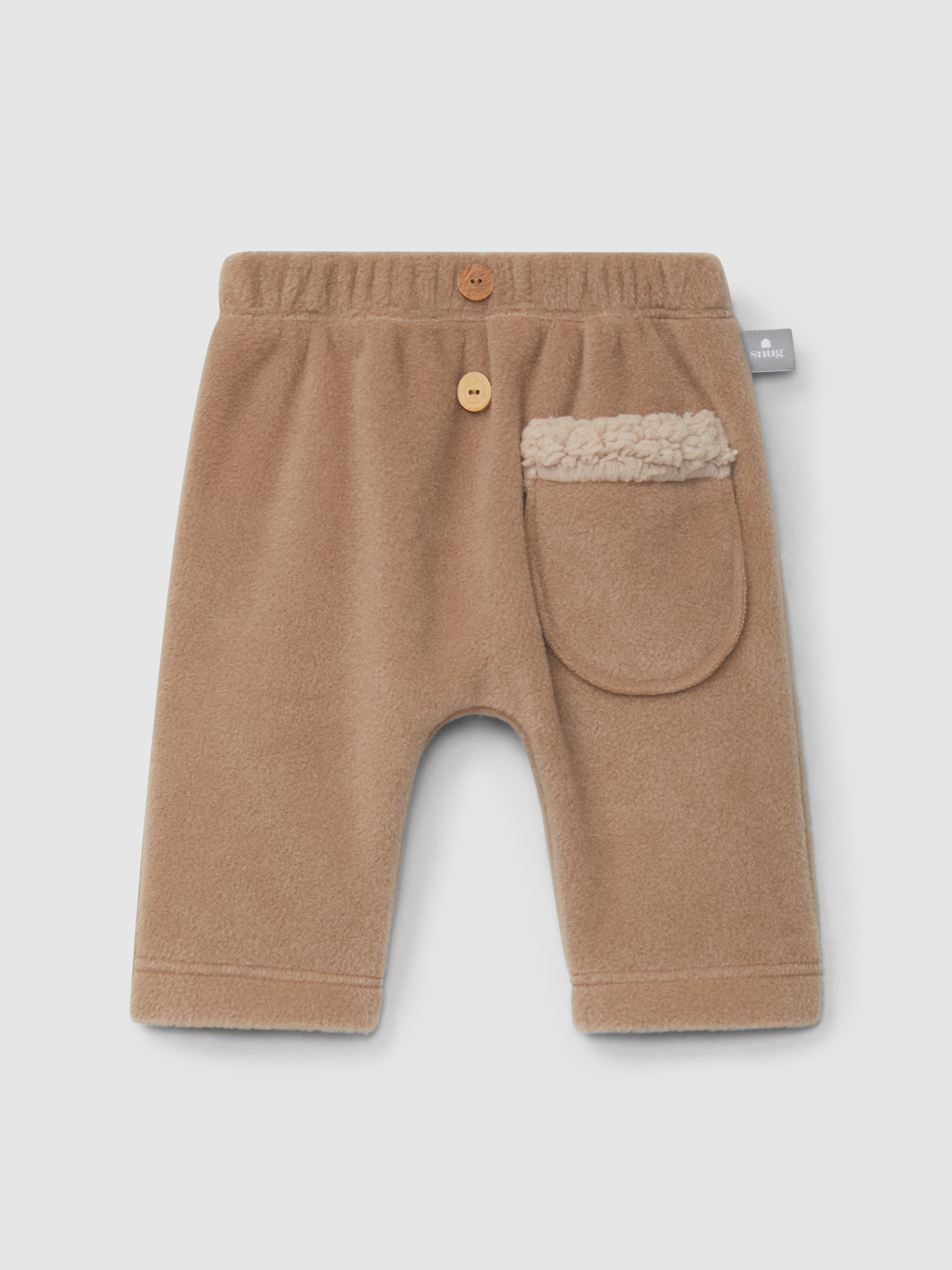 Fleece pull-up pants with pocket
