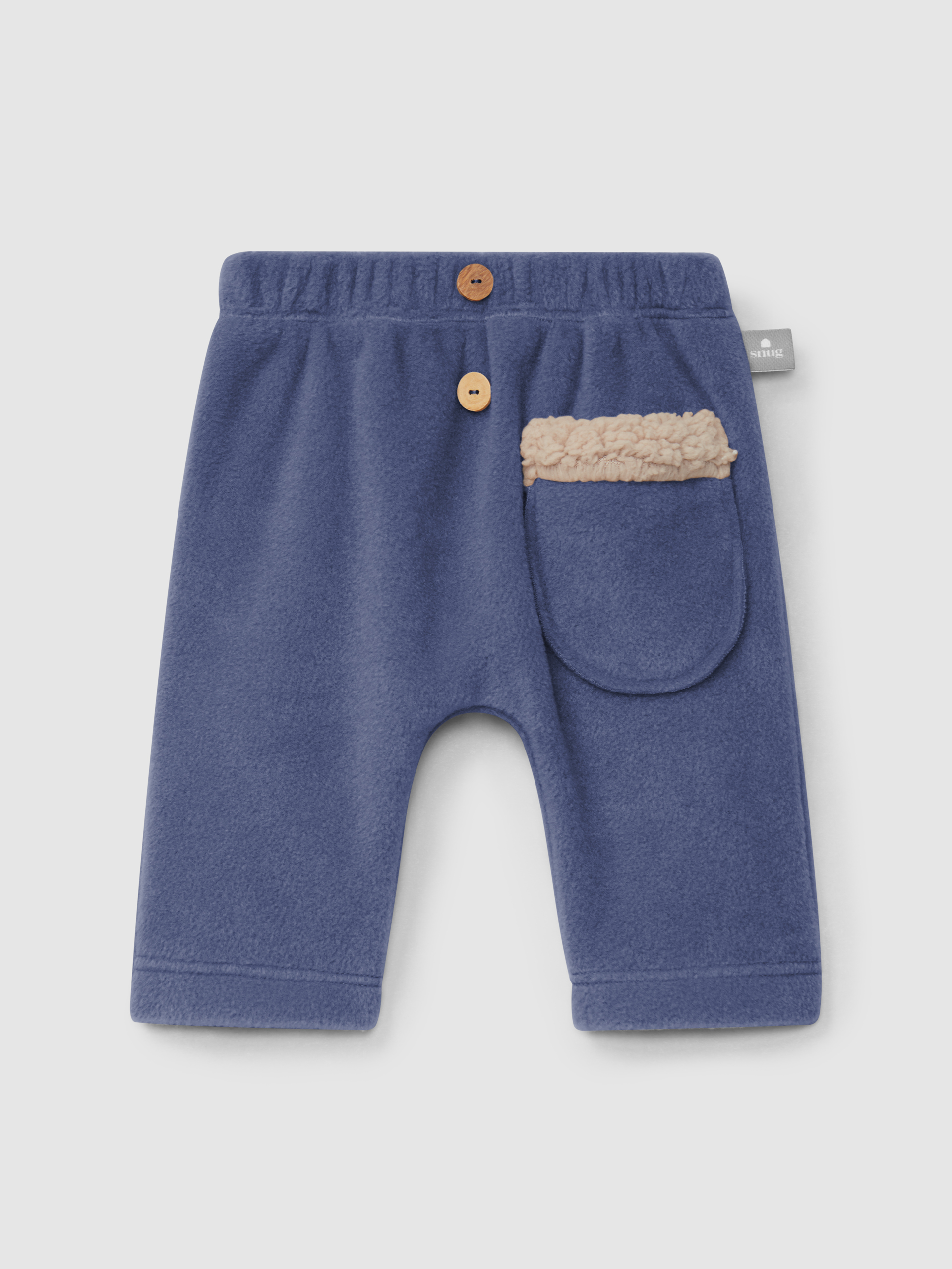 Fleece pull-up pants with pocket