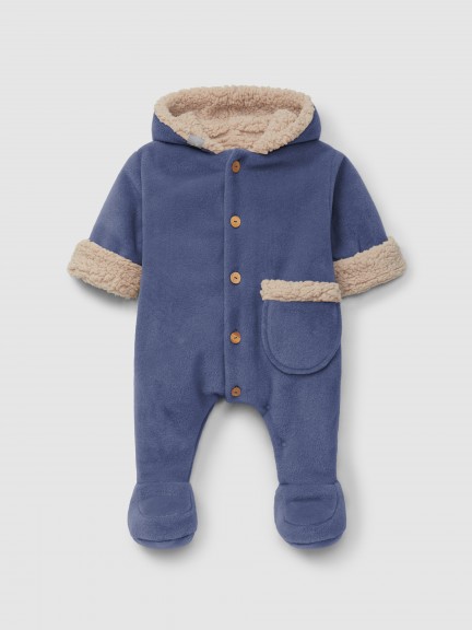 Dungarees with ruffle in organic cotton denim