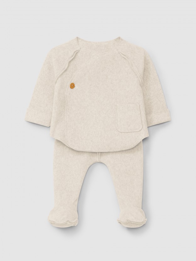 Two-piece set in organic cotton fleece Two-piece set in organic cotton fleece