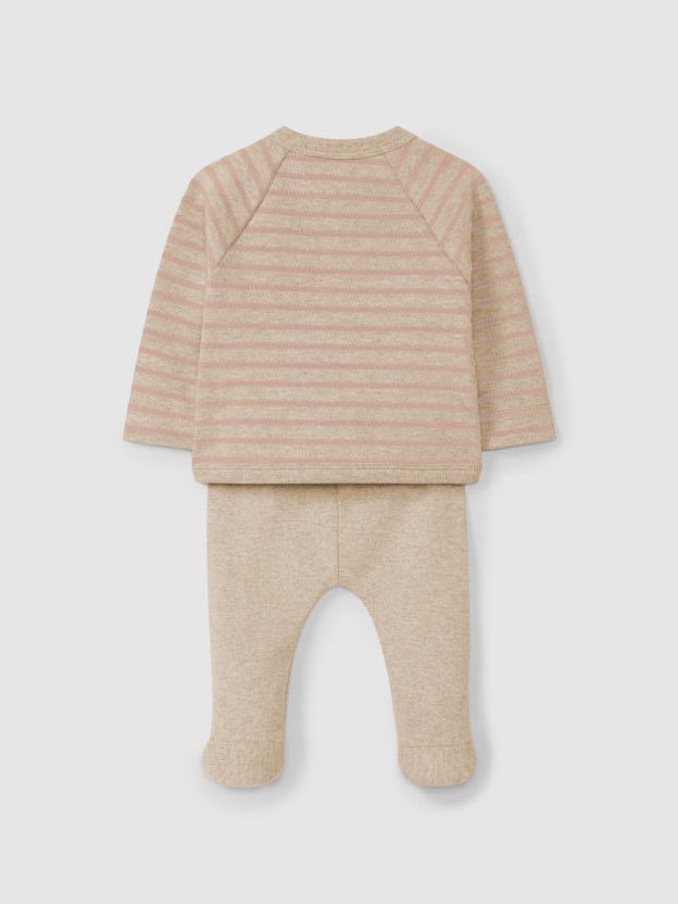 Conjunto de duas peas de riscas em jersey