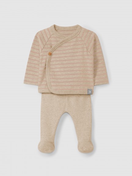 Conjunto de duas peas de riscas em jersey