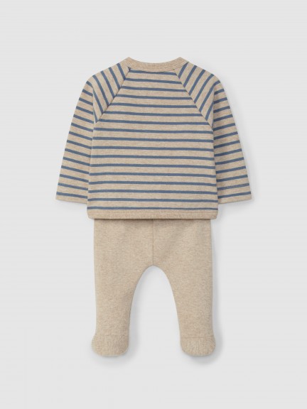 Conjunto de duas peças de riscas em jersey Conjunto de duas peças de riscas em jersey