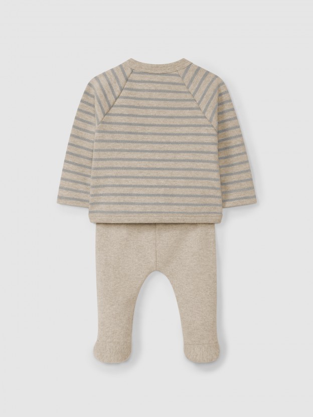 Conjunto de duas peas de riscas em jersey