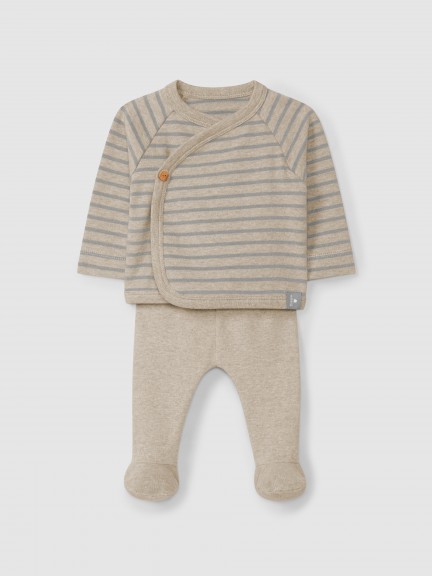 Conjunto de duas peas de riscas em jersey