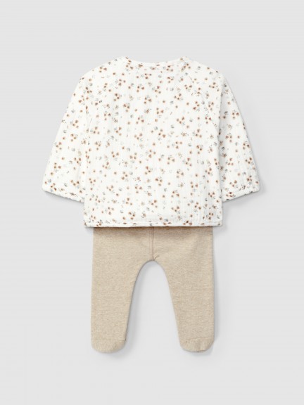 Two-piece set in printed muslin and plain jersey Two-piece set in printed muslin and plain jersey