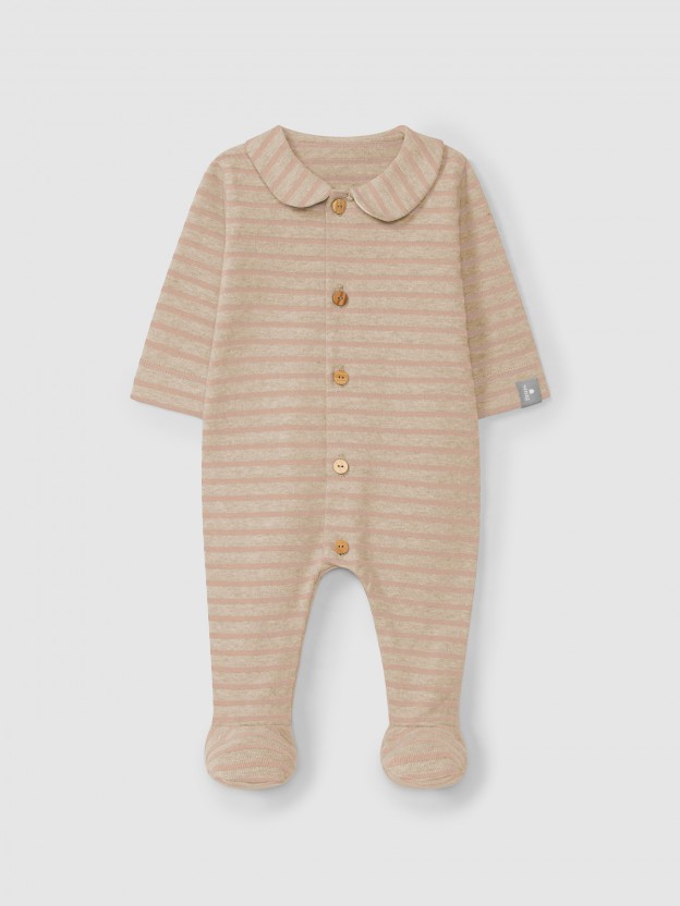 Striped soft brushed jersey romper Striped soft brushed jersey romper