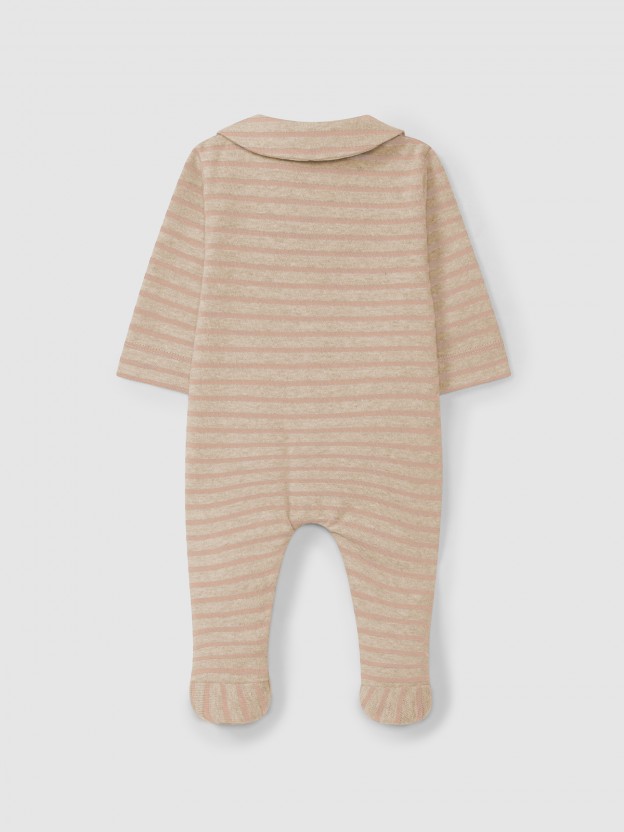 Striped soft brushed jersey romper Striped soft brushed jersey romper