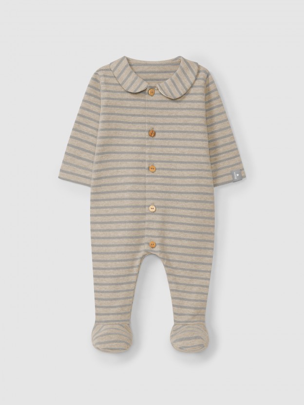Striped soft brushed jersey romper Striped soft brushed jersey romper