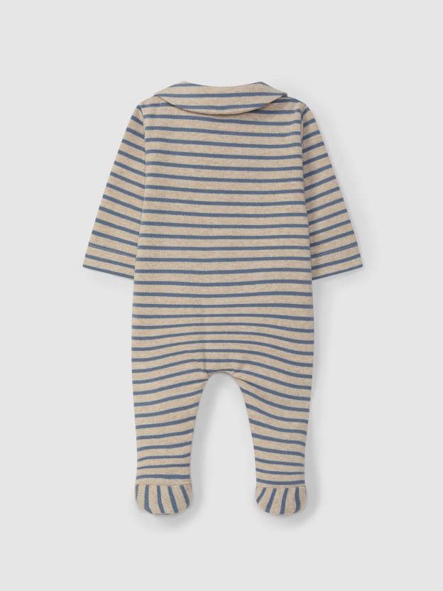 Striped soft brushed jersey romper Striped soft brushed jersey romper