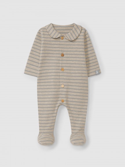 Striped soft brushed jersey romper