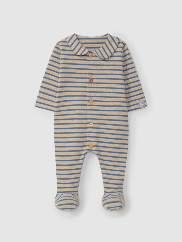 Striped soft brushed jersey romper Striped soft brushed jersey romper