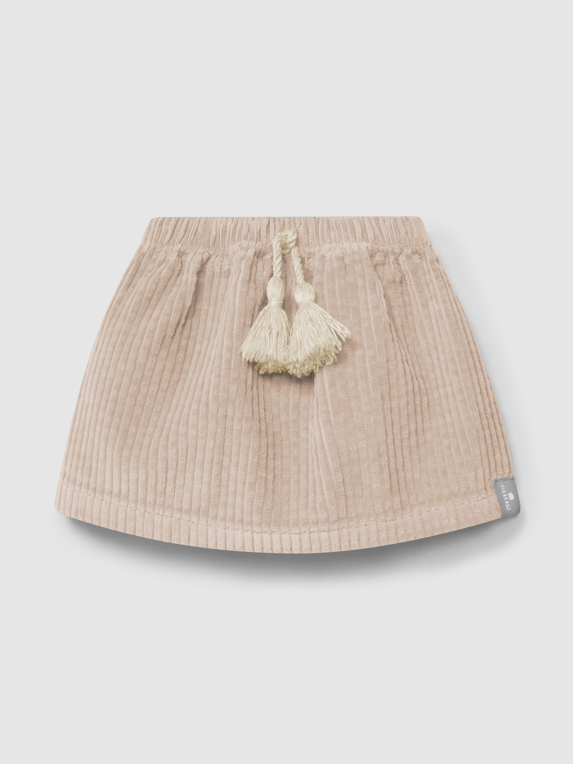 Skirt in ribbed velvet drawstring detail with pom-pom