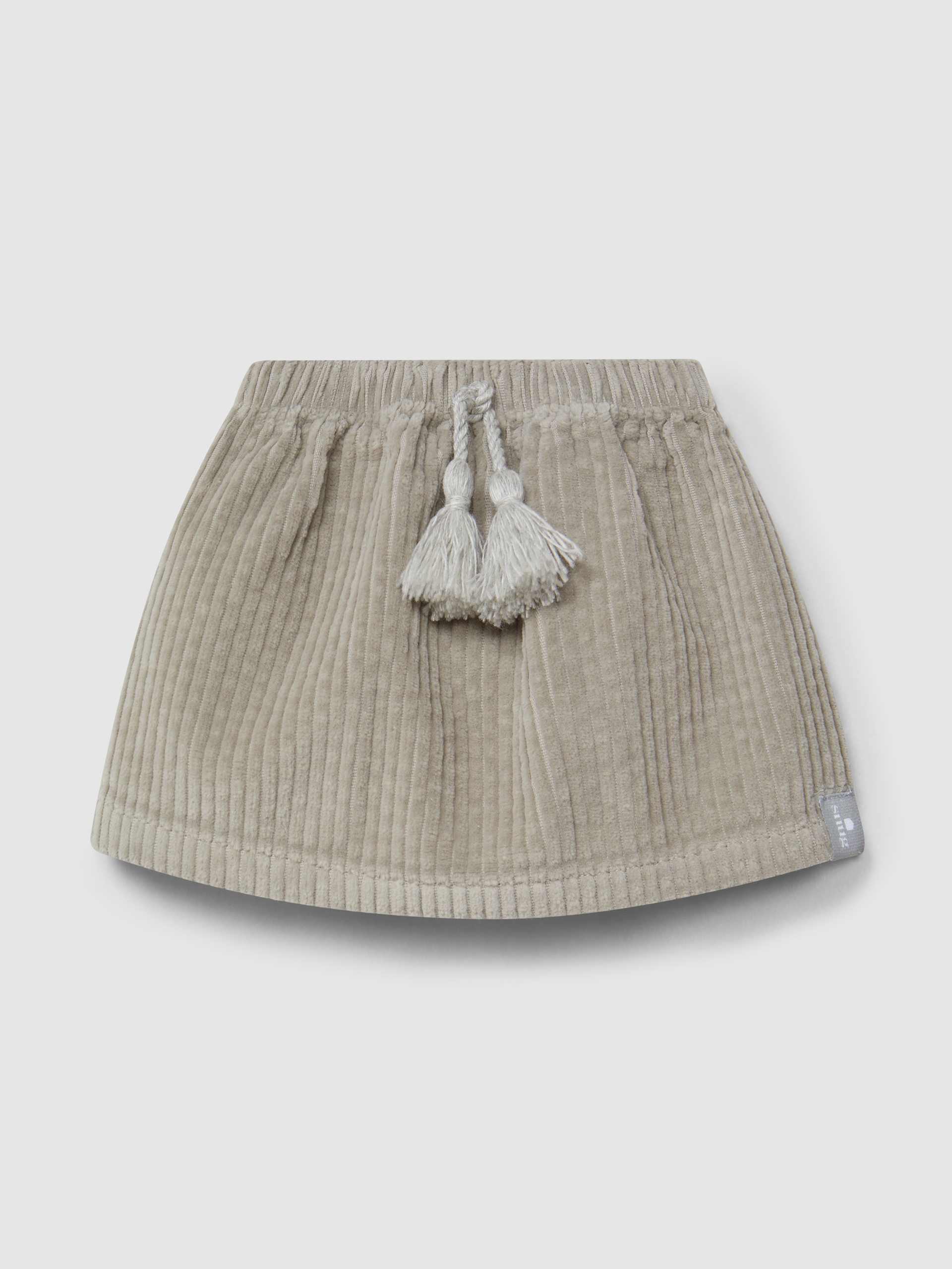 Saia em veludo canelado detalhe de cordão com pom-pom