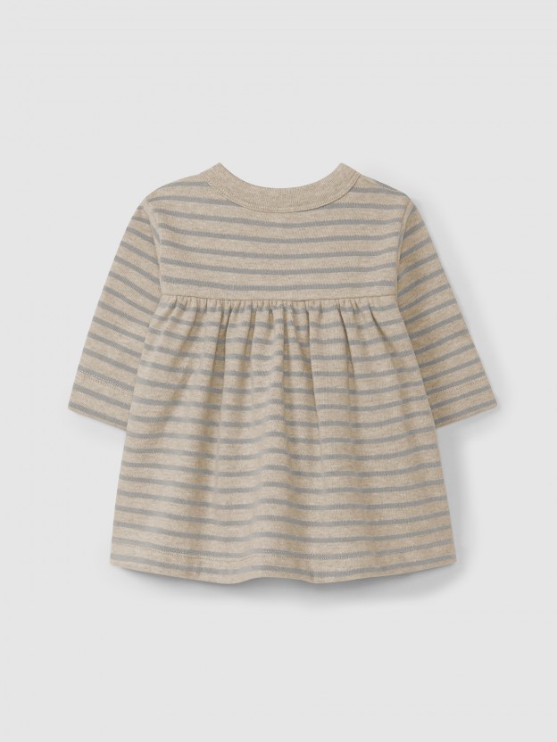 Vestido de riscas em jersey cardado