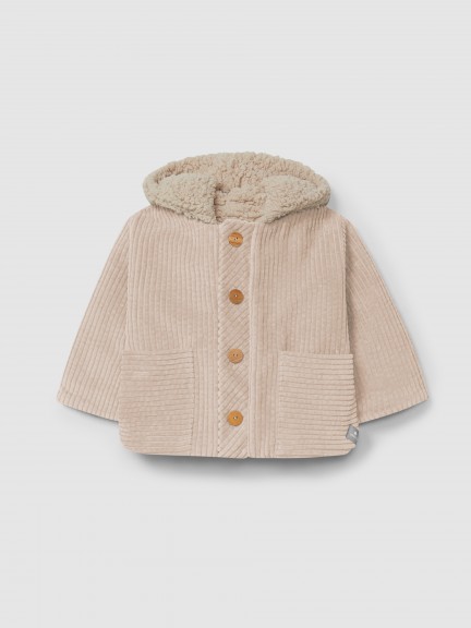 Ribbed velvet hooded jacket