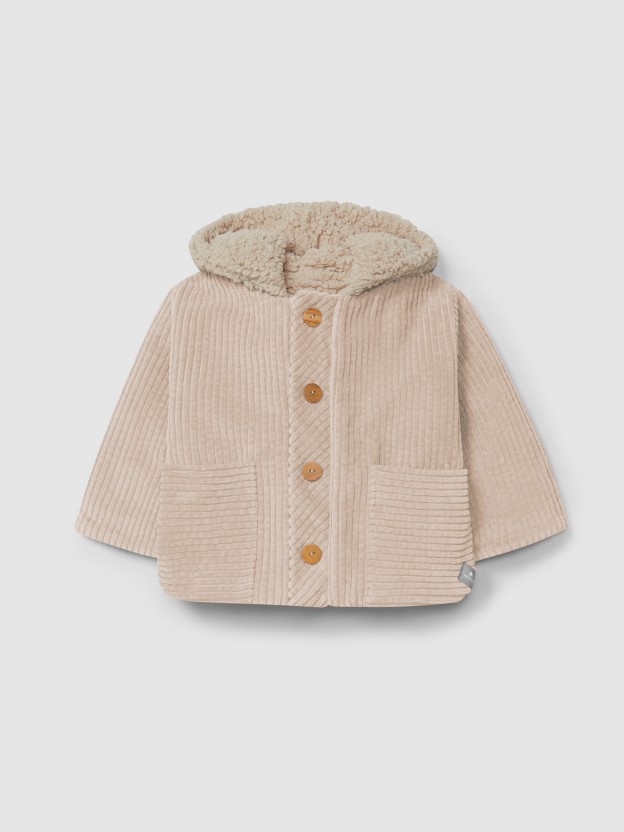 Ribbed velvet hooded jacket Ribbed velvet hooded jacket