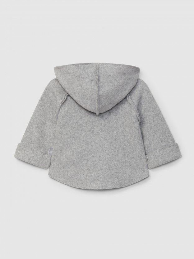 Hooded jacket in organic cotton fleece Hooded jacket in organic cotton fleece