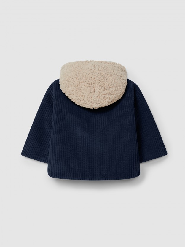 Ribbed velvet hooded jacket