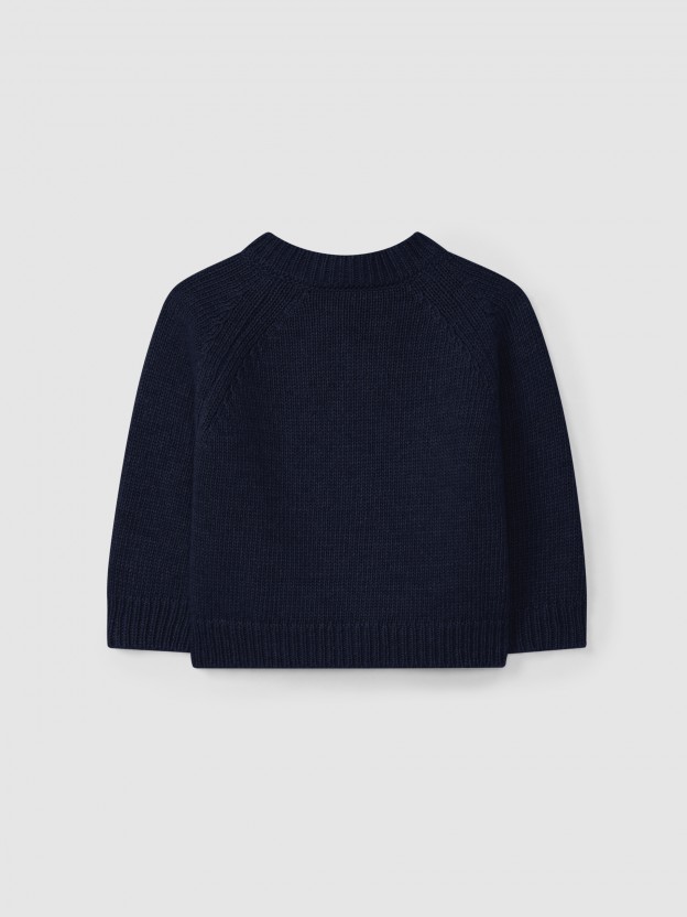 Knitted cardigan with a round neckline