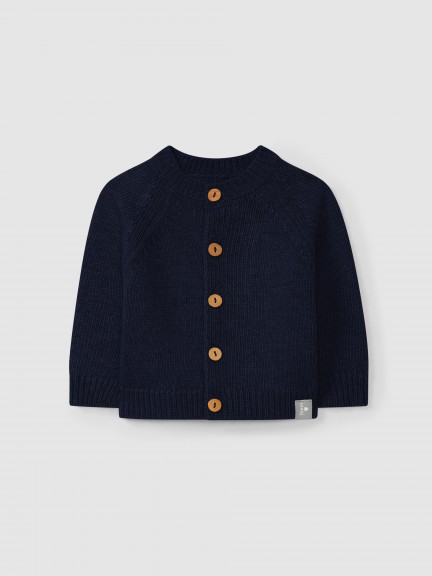 Knitted cardigan with a round neckline