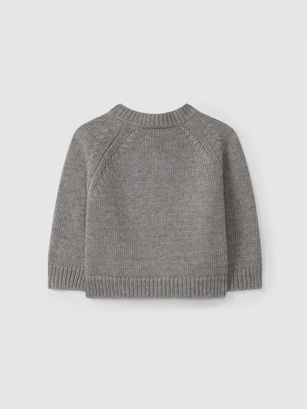 Knitted cardigan with a round neckline