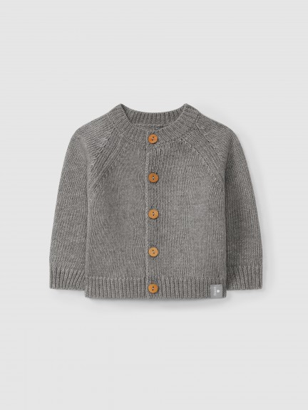 Knitted cardigan with a round neckline