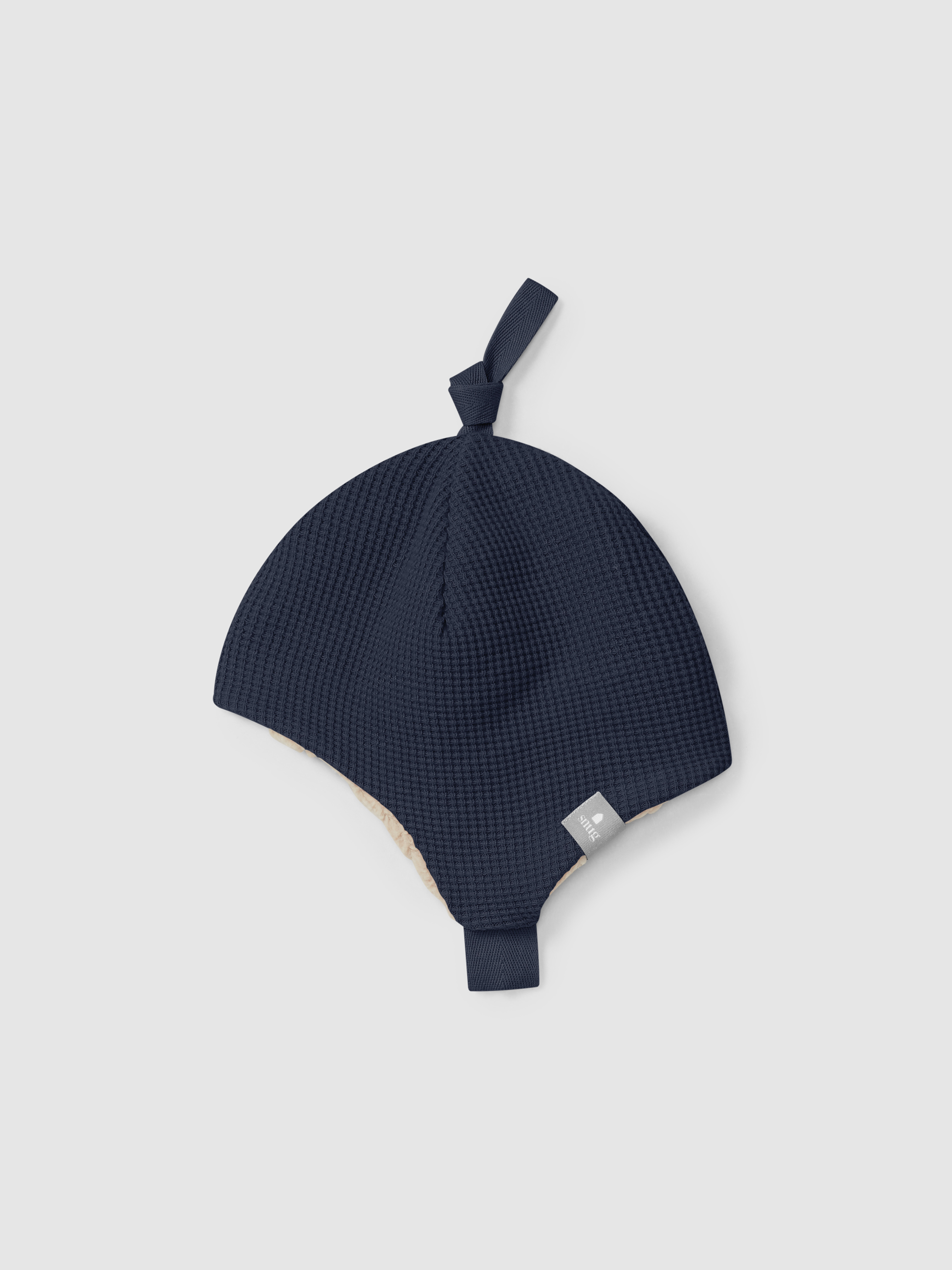 Waffle weave beanie with fur interior