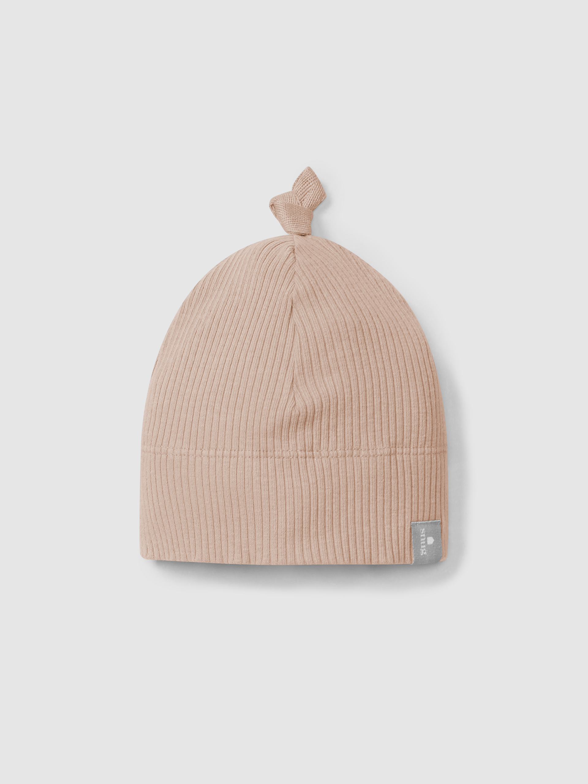 Ribbed jersey beanie with knot