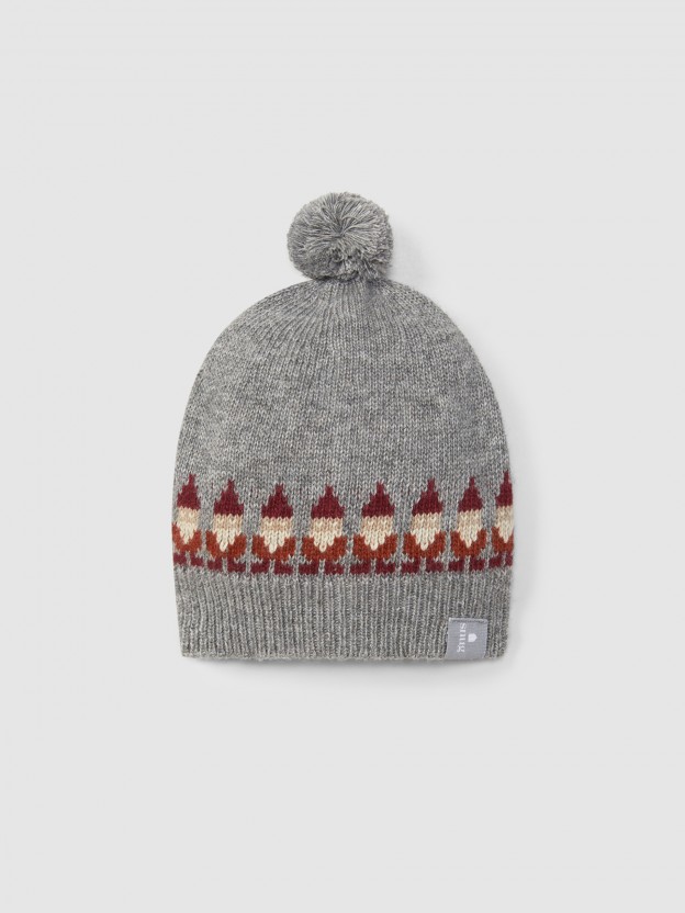 Santa jacquard knitted beanie with pom-pom Santa jacquard knitted beanie with pom-pom