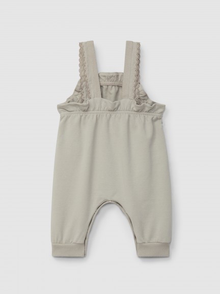 Plush dungarees with ruffled detail with embroidery Plush dungarees with ruffled detail with embroidery