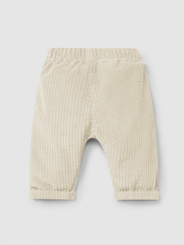 Pull-up pants in ribbed velvet with pockets Pull-up pants in ribbed velvet with pockets