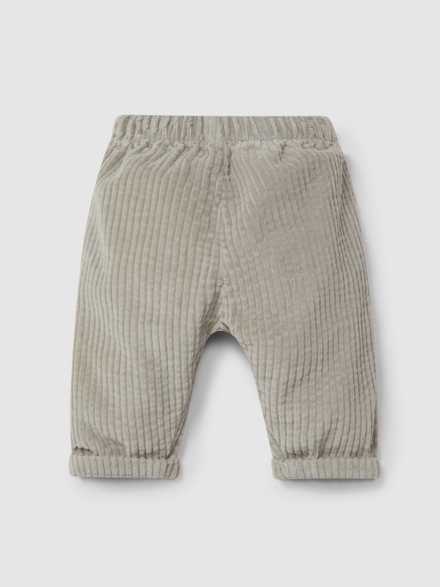 Pull-up pants in ribbed velvet with pockets Pull-up pants in ribbed velvet with pockets