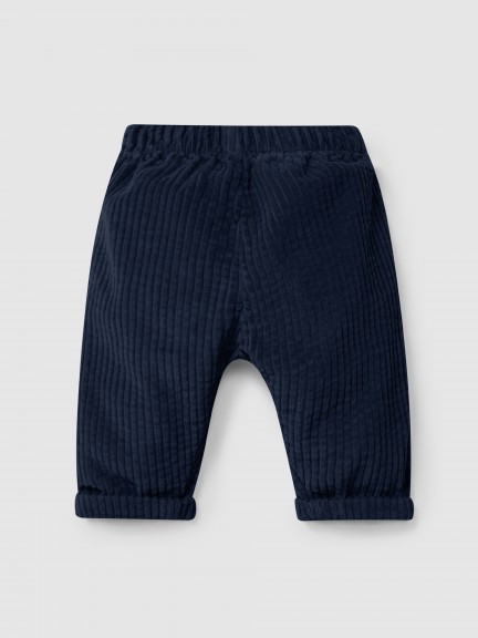 Pull-up pants in ribbed velvet with pockets Pull-up pants in ribbed velvet with pockets