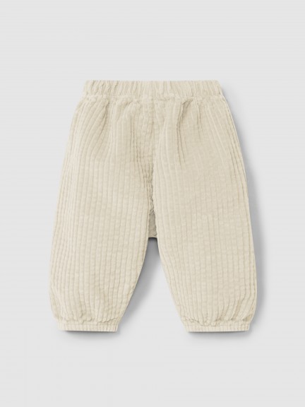 Pull-up pants in ribbed velvet and drawstring detail with pom-pom Pull-up pants in ribbed velvet and drawstring detail with pom-pom