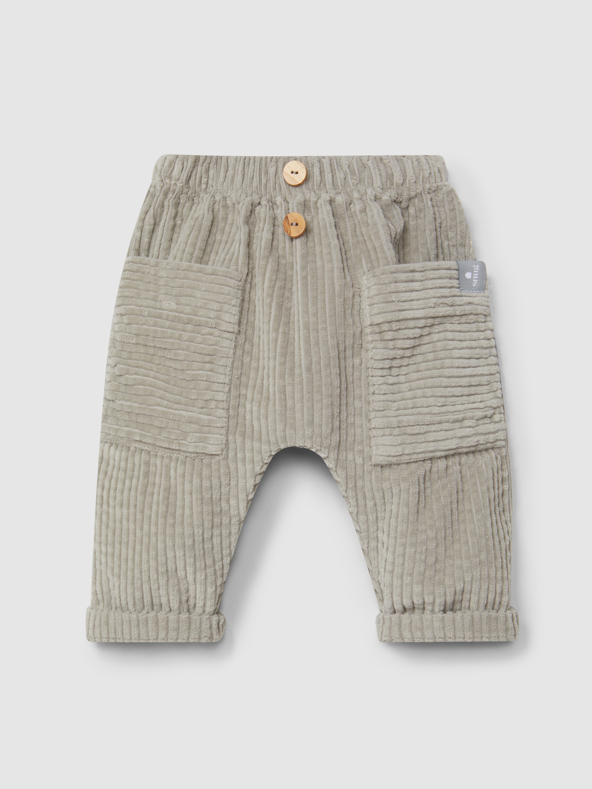 Pull-up pants in ribbed velvet with pockets