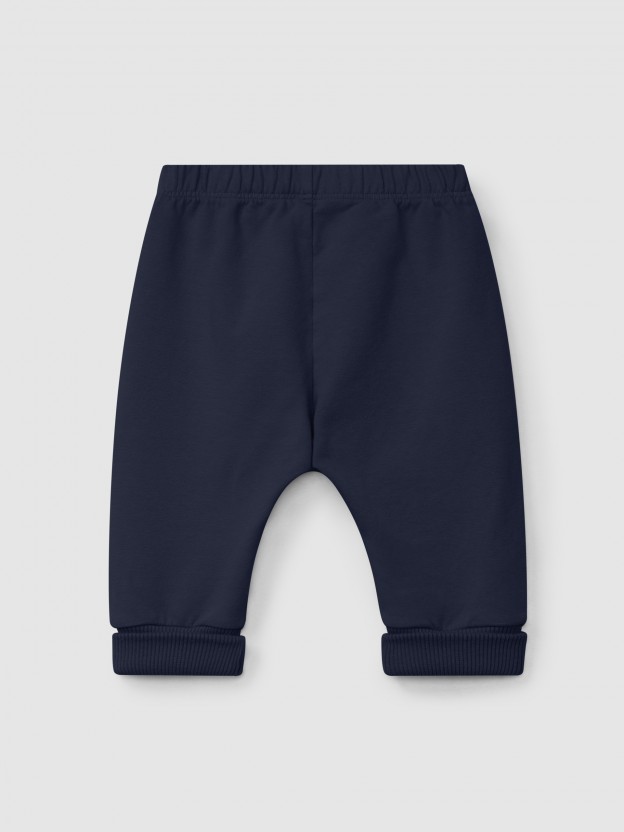 Pantalón pull-up de felpa con bolsillo Pantalón pull-up de felpa con bolsillo