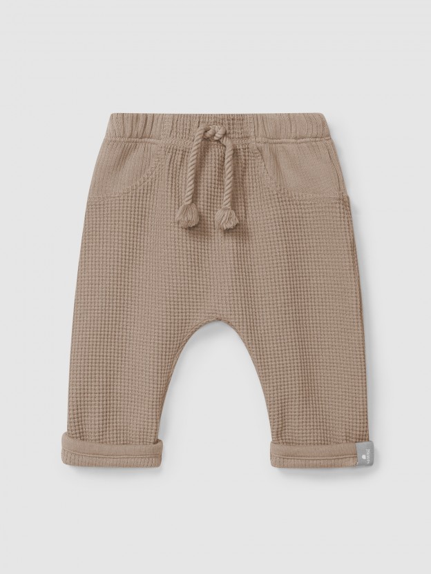 Waffle weave pull-up pants Waffle weave pull-up pants