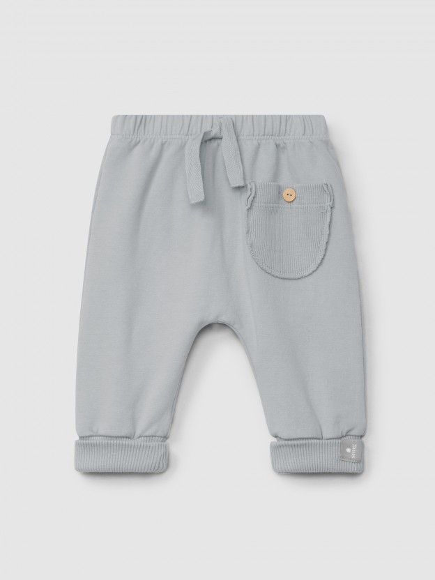 Pull-up plush pants with pocket Pull-up plush pants with pocket