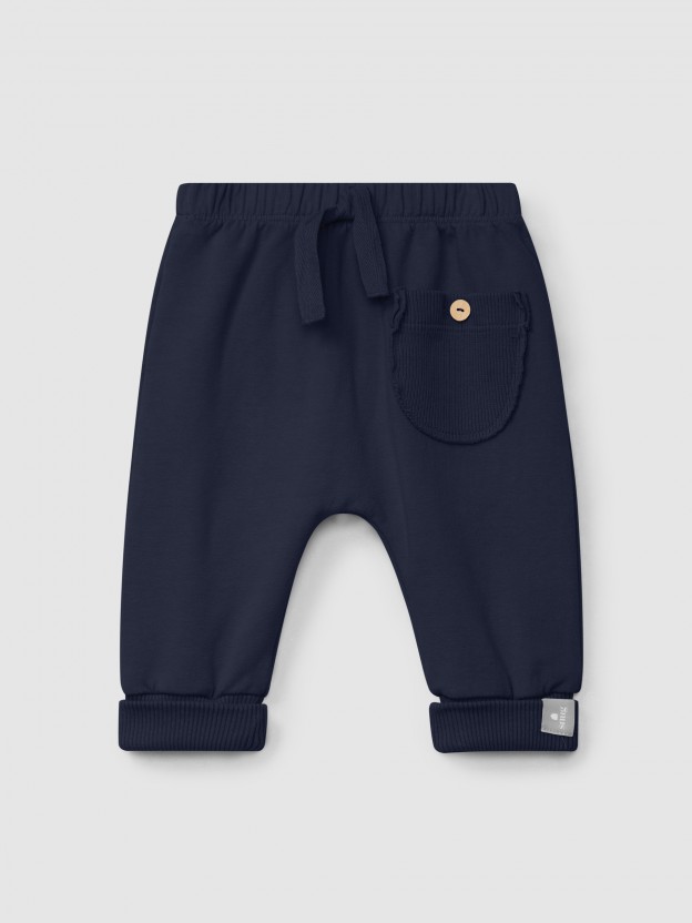 Pantalón pull-up de felpa con bolsillo Pantalón pull-up de felpa con bolsillo